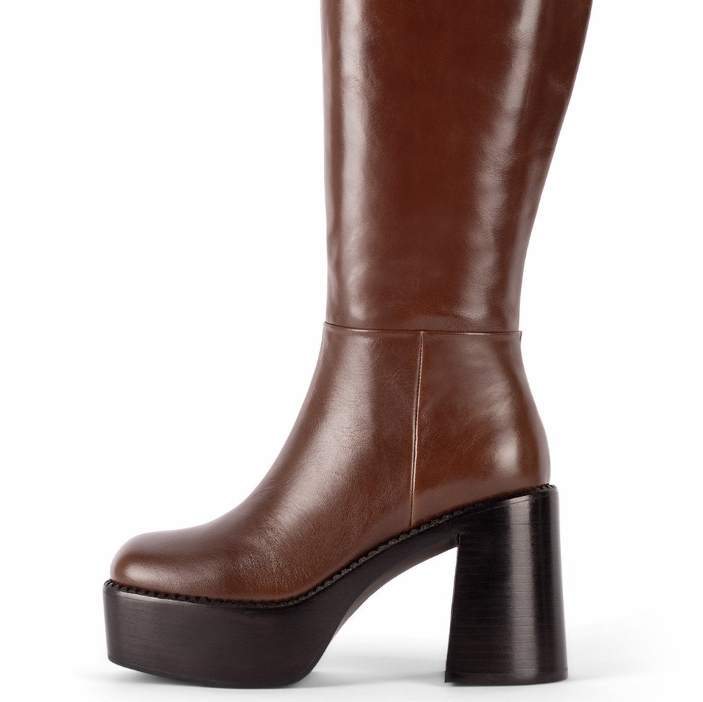 NWT Jeffrey Campbell The Band Knee High size 7 Brown Leather Boots
